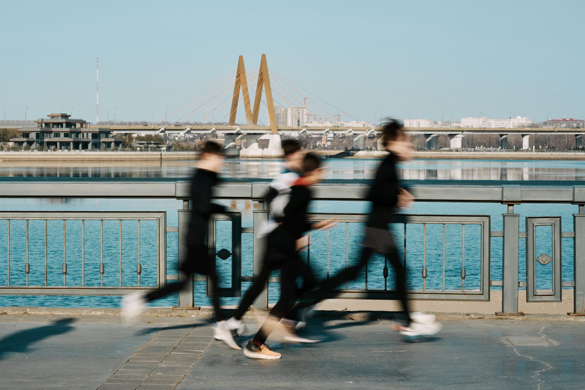 Dawn running crew on the Lekki boardwalk